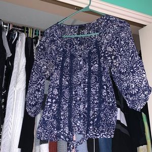 Blue and white blouse